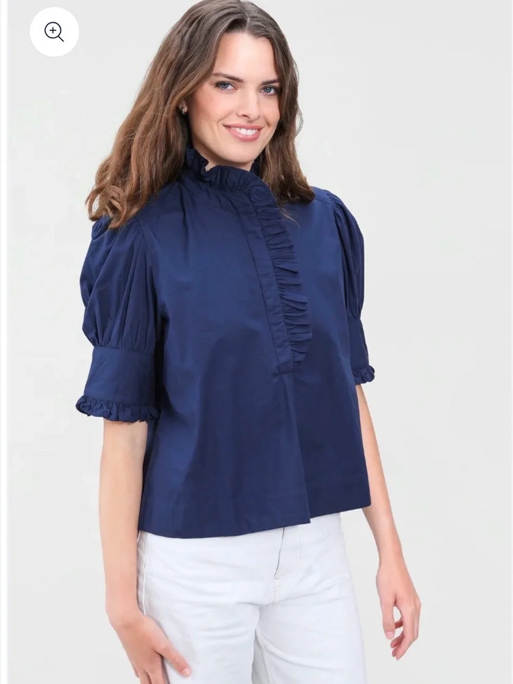 NWT Navy Bleu Westport Top Navy Sz S Puff Sleeve - Picture 2 of 8